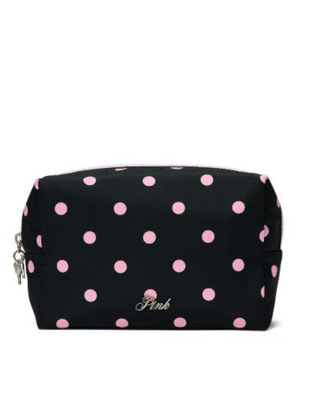 PINK Top-Zip Makeup Bag (Black Dot) NWT